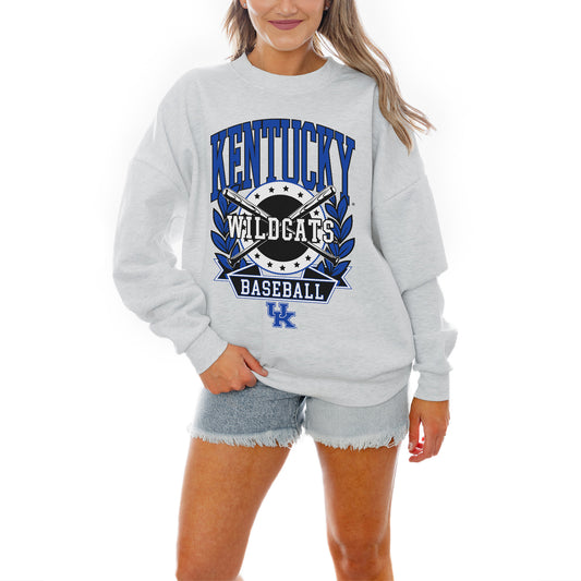 Women's Gameday Couture Gray Kentucky Wildcats Baseball Premium Fleece Drop Pullover Sweatshirt