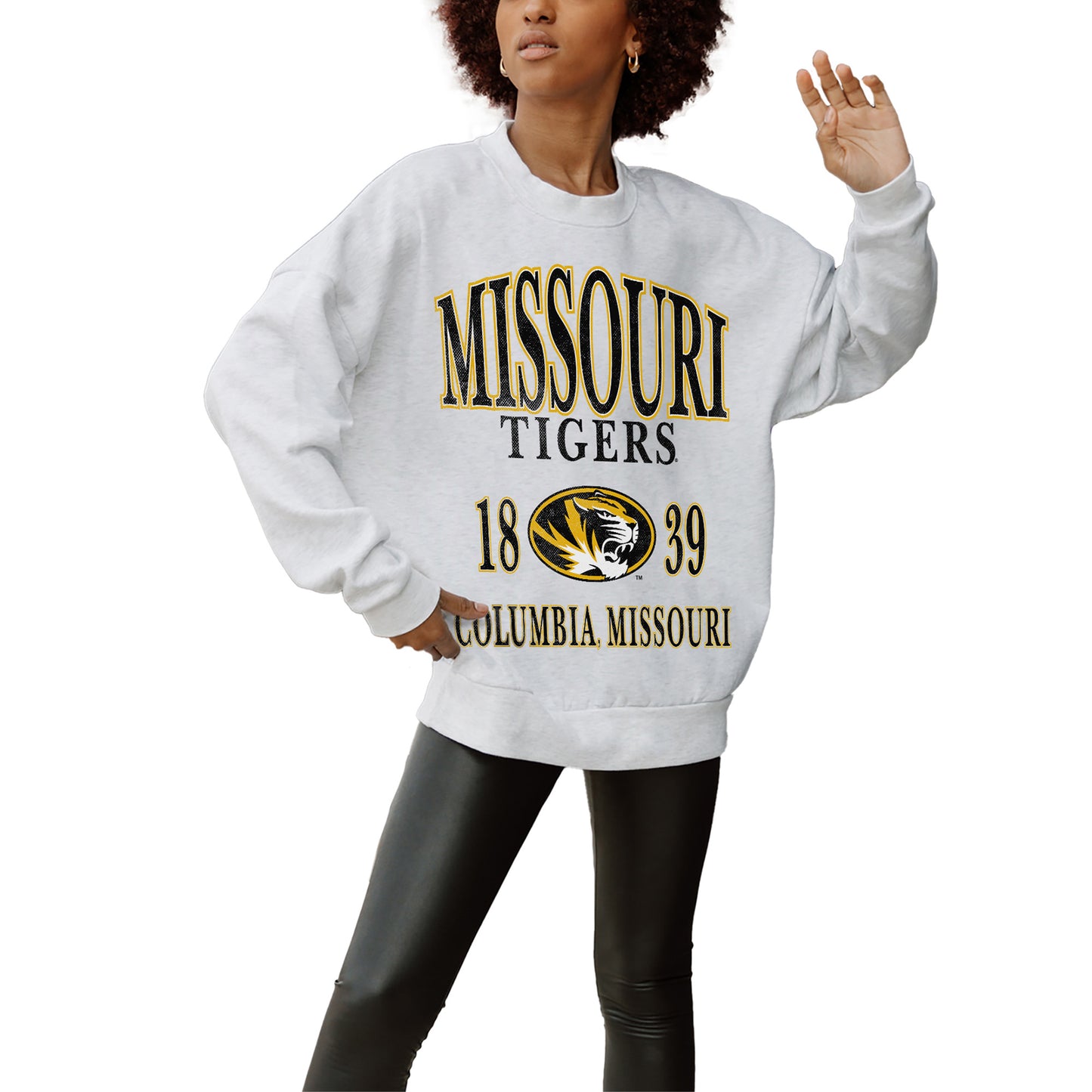 Women's Gameday Couture Gray Missouri Tigers Established Premium Fleece Drop Pullover Sweatshirt