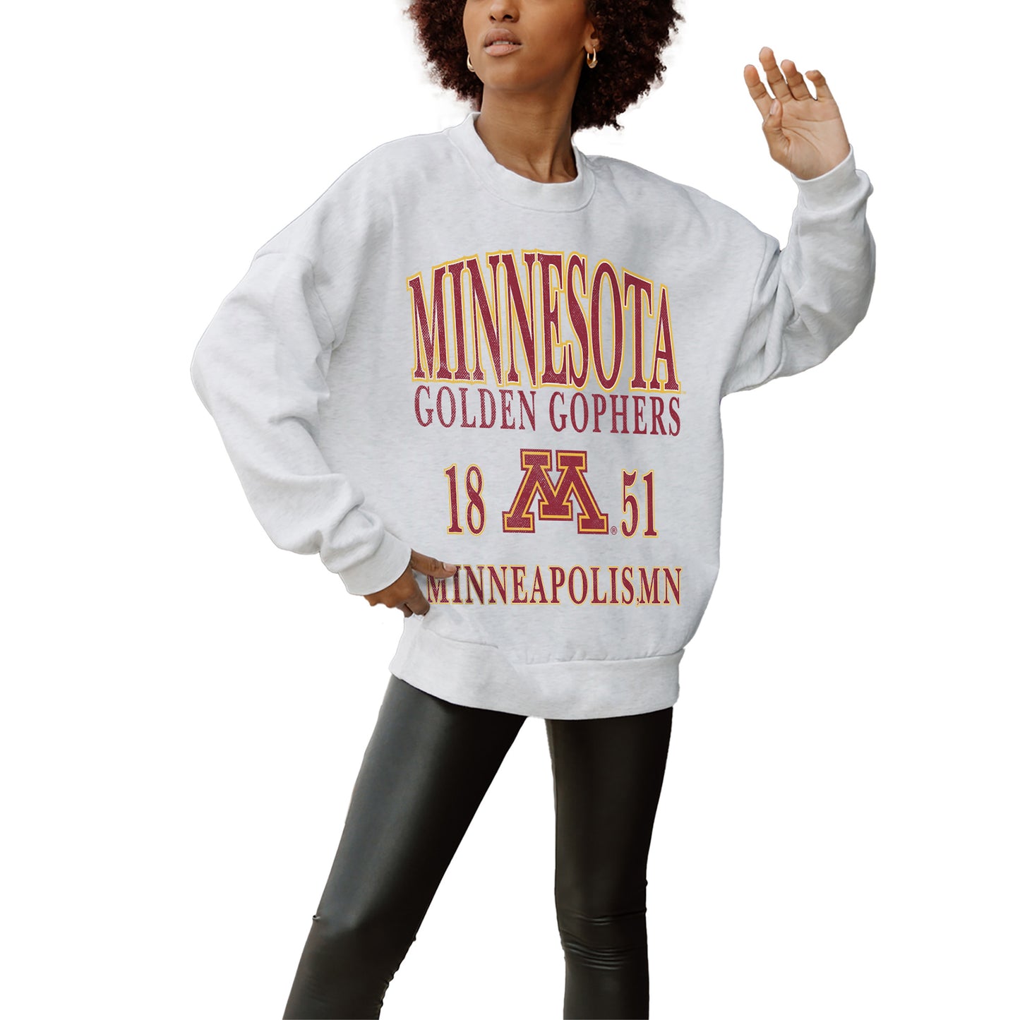 Women's Gameday Couture Gray Minnesota Golden Gophers Established Premium Fleece Drop Pullover Sweatshirt