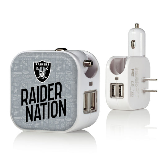 Keyscaper White Las Vegas Raiders 2-In-1 USB Charger