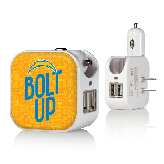 Keyscaper White Los Angeles Chargers 2-In-1 USB Charger