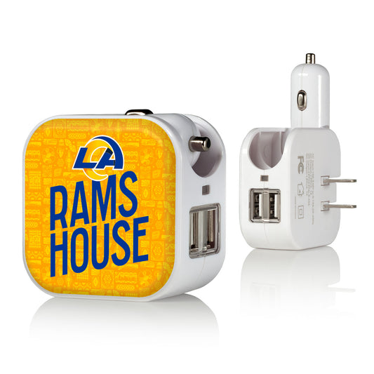 Keyscaper White Los Angeles Rams 2-In-1 USB Charger