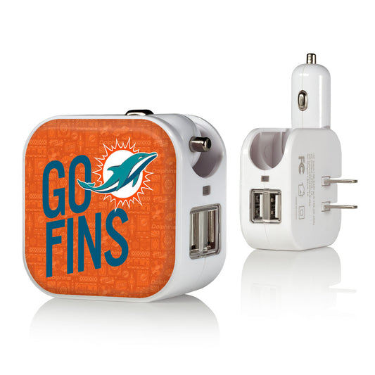 Keyscaper White Miami Dolphins 2-In-1 USB Charger