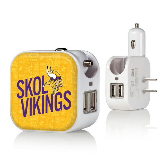 Keyscaper White Minnesota Vikings 2-In-1 USB Charger