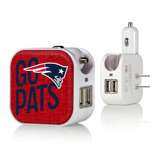 Keyscaper White New England Patriots 2-In-1 USB Charger