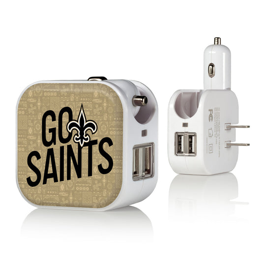 Keyscaper White New Orleans Saints 2-In-1 USB Charger