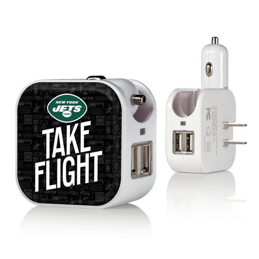 Keyscaper White New York Jets 2-In-1 USB Charger