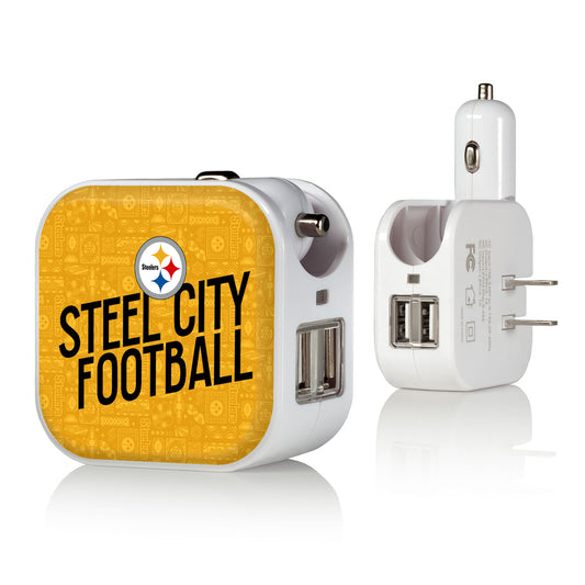 Keyscaper White Pittsburgh Steelers 2-In-1 USB Charger