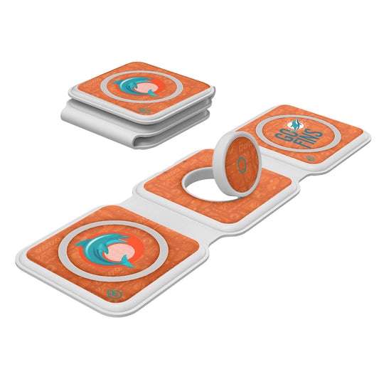 Keyscaper White Miami Dolphins 3-in-1 Foldable Charger