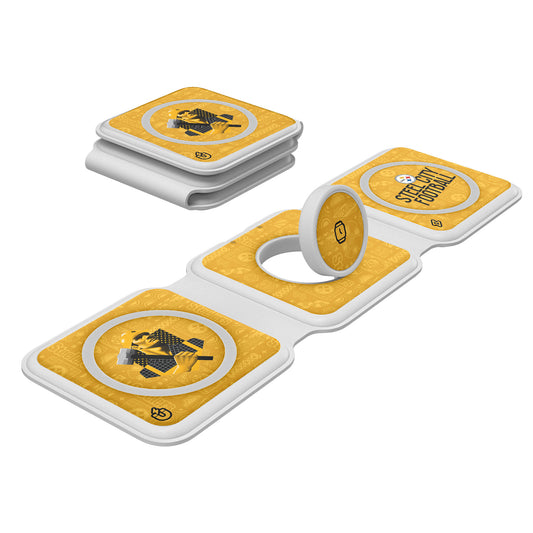 Keyscaper White Pittsburgh Steelers 3-in-1 Foldable Charger