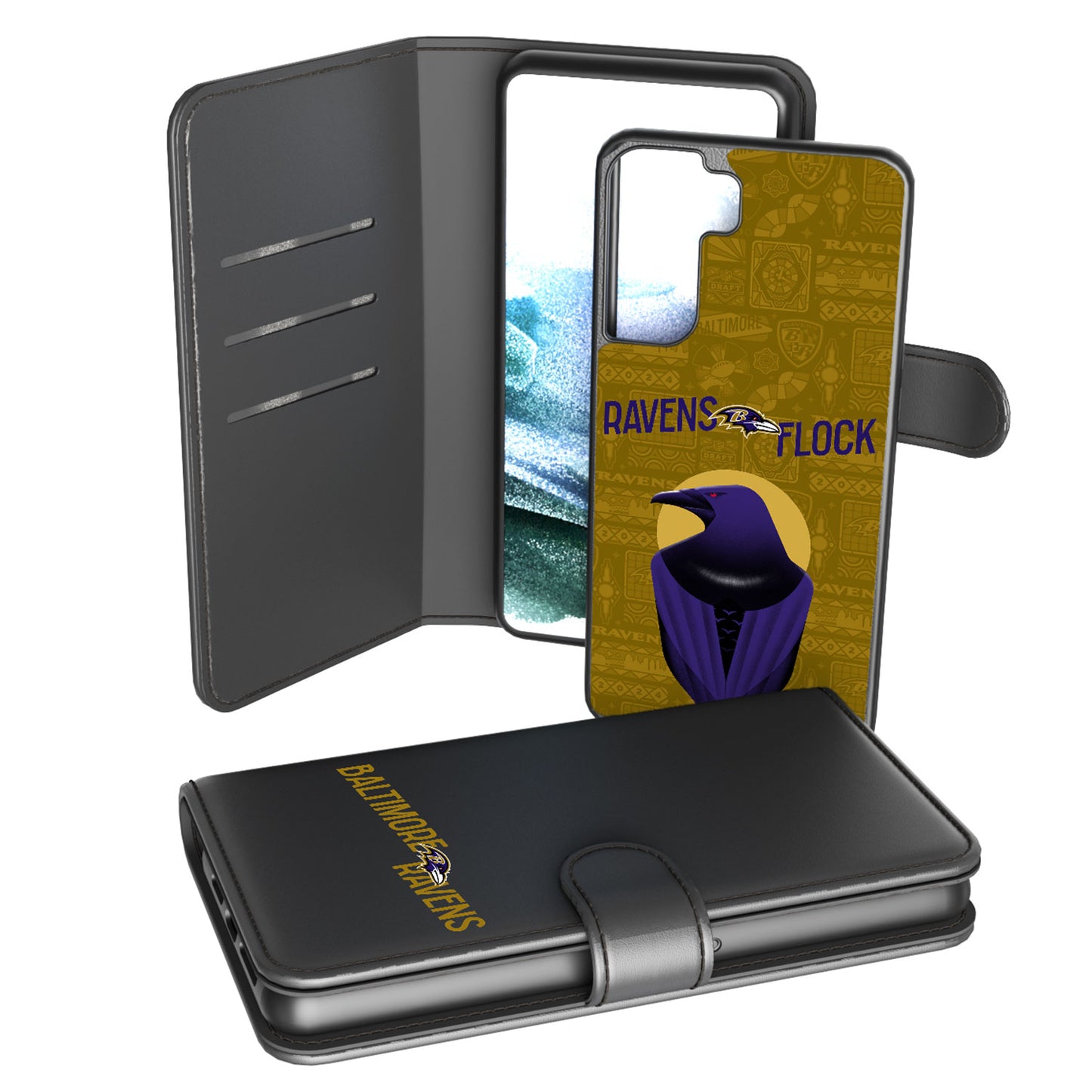 Keyscaper Black Baltimore Ravens Galaxy Wallet Case