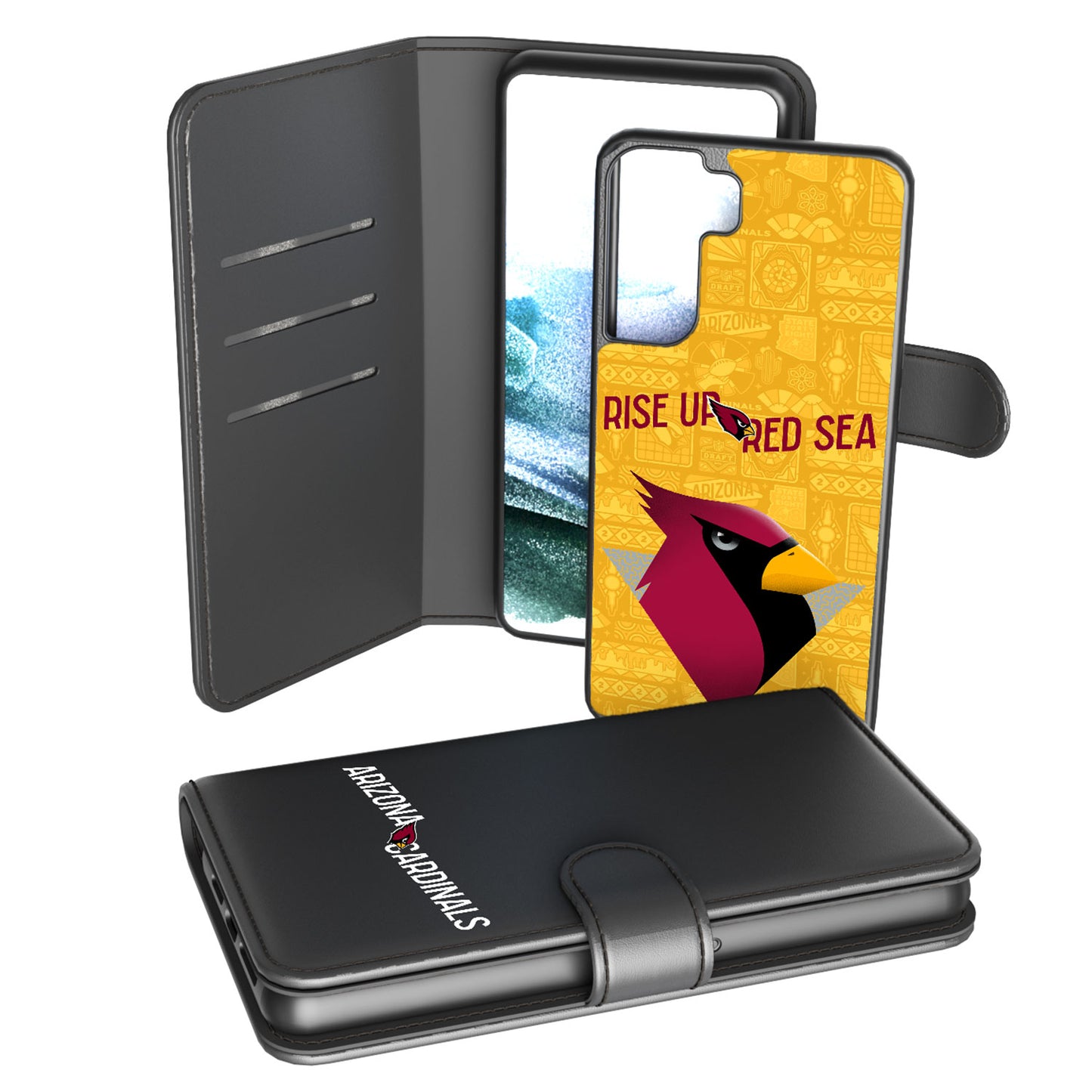 Keyscaper Black Arizona Cardinals Galaxy Wallet Case