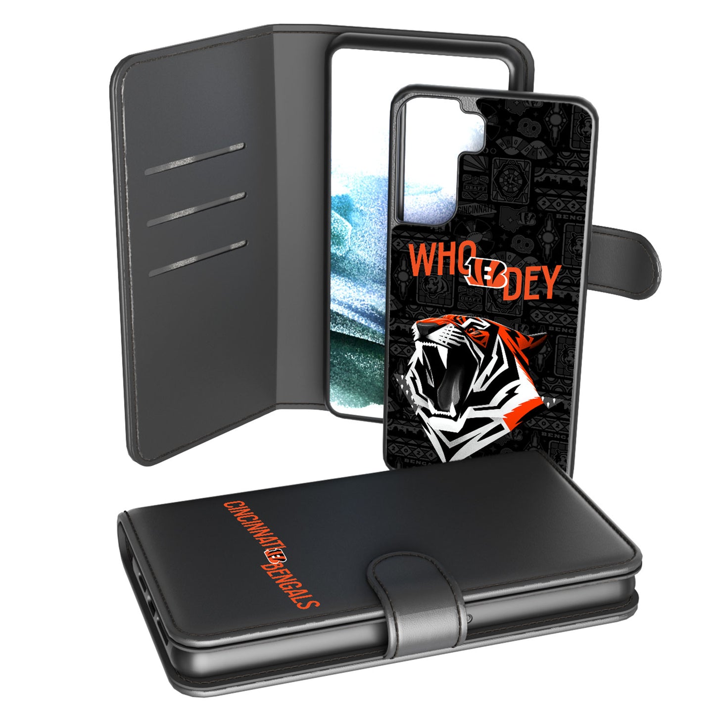 Keyscaper Black Cincinnati Bengals Galaxy Wallet Case