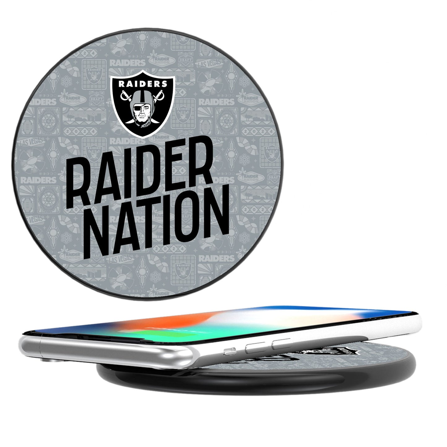 Keyscaper Black Las Vegas Raiders Illustrated Wireless Charger