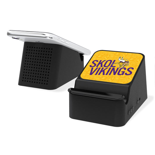 Keyscaper Black Minnesota Vikings Wireless Charging Station & Bluetooth Speaker