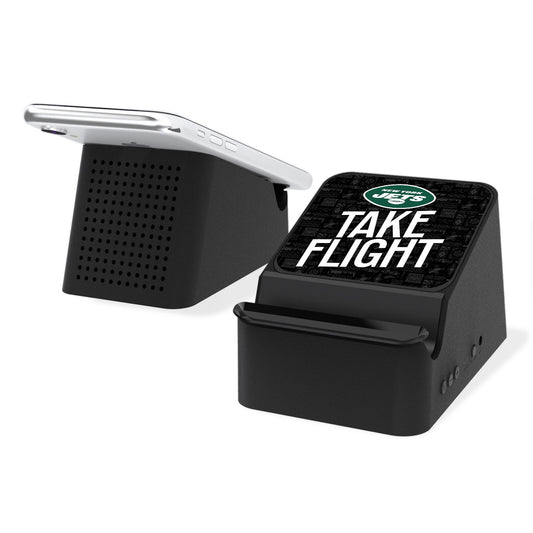 Keyscaper Black New York Jets Wireless Charging Station & Bluetooth Speaker