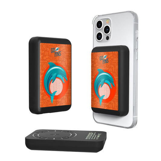 Keyscaper Black Miami Dolphins 5000mAh Wireless Magnetic Power Bank