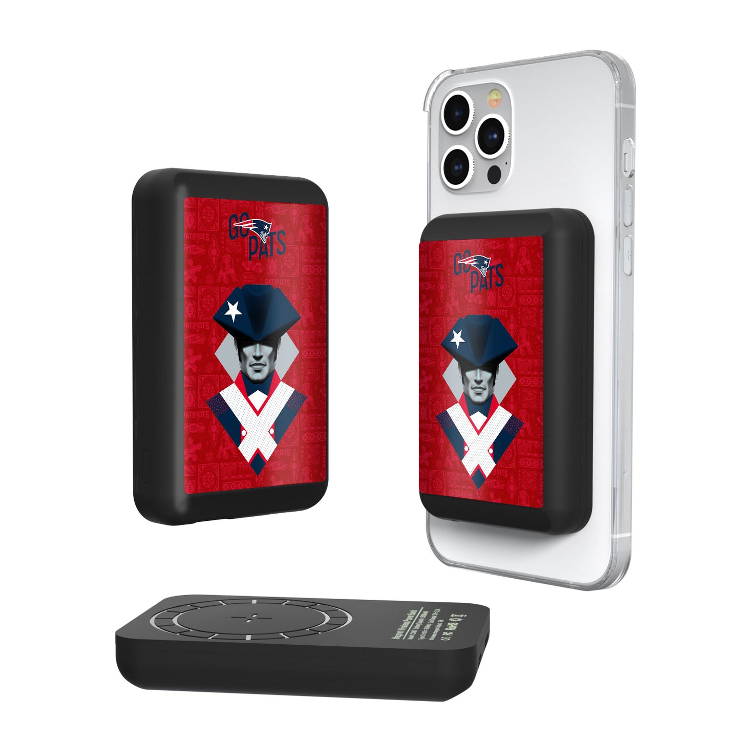 Keyscaper Black New England Patriots 5000mAh Wireless Magnetic Power Bank