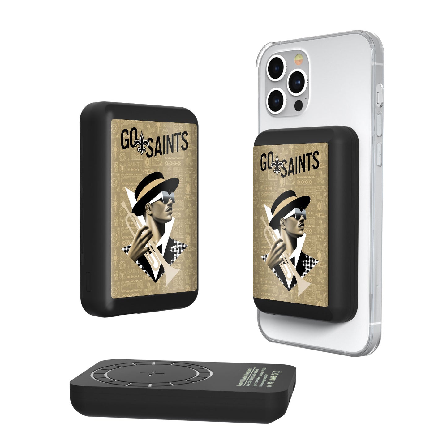 Keyscaper Black New Orleans Saints 5000mAh Wireless Magnetic Power Bank