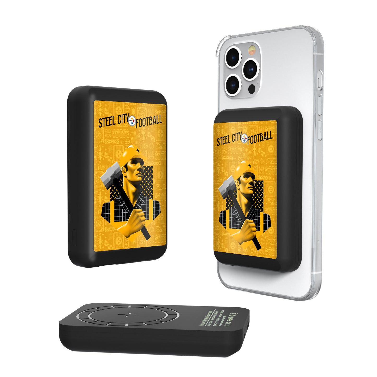 Keyscaper Black Pittsburgh Steelers 5000mAh Wireless Magnetic Power Bank