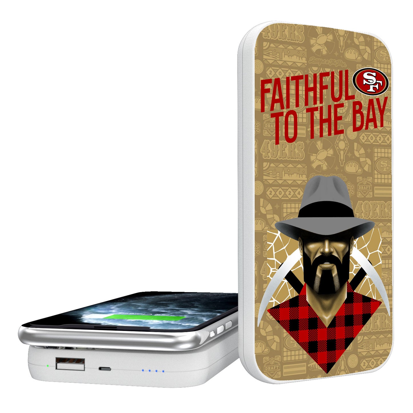 Keyscaper White San Francisco 49ers 5000mAh Wireless Illustrated Power Bank