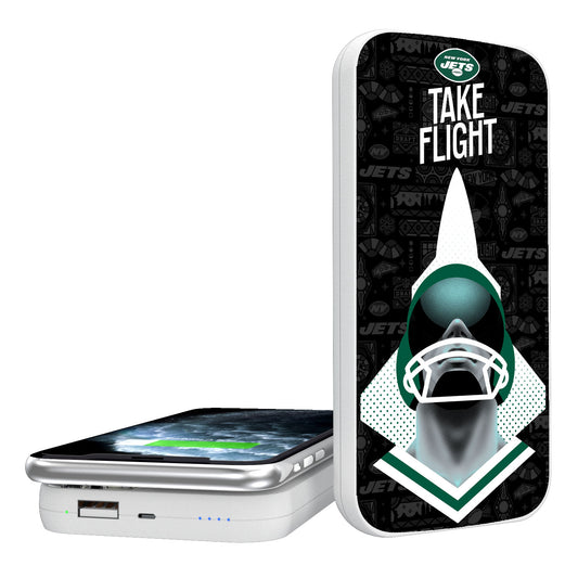 Keyscaper White New York Jets 5000mAh Wireless Illustrated Power Bank