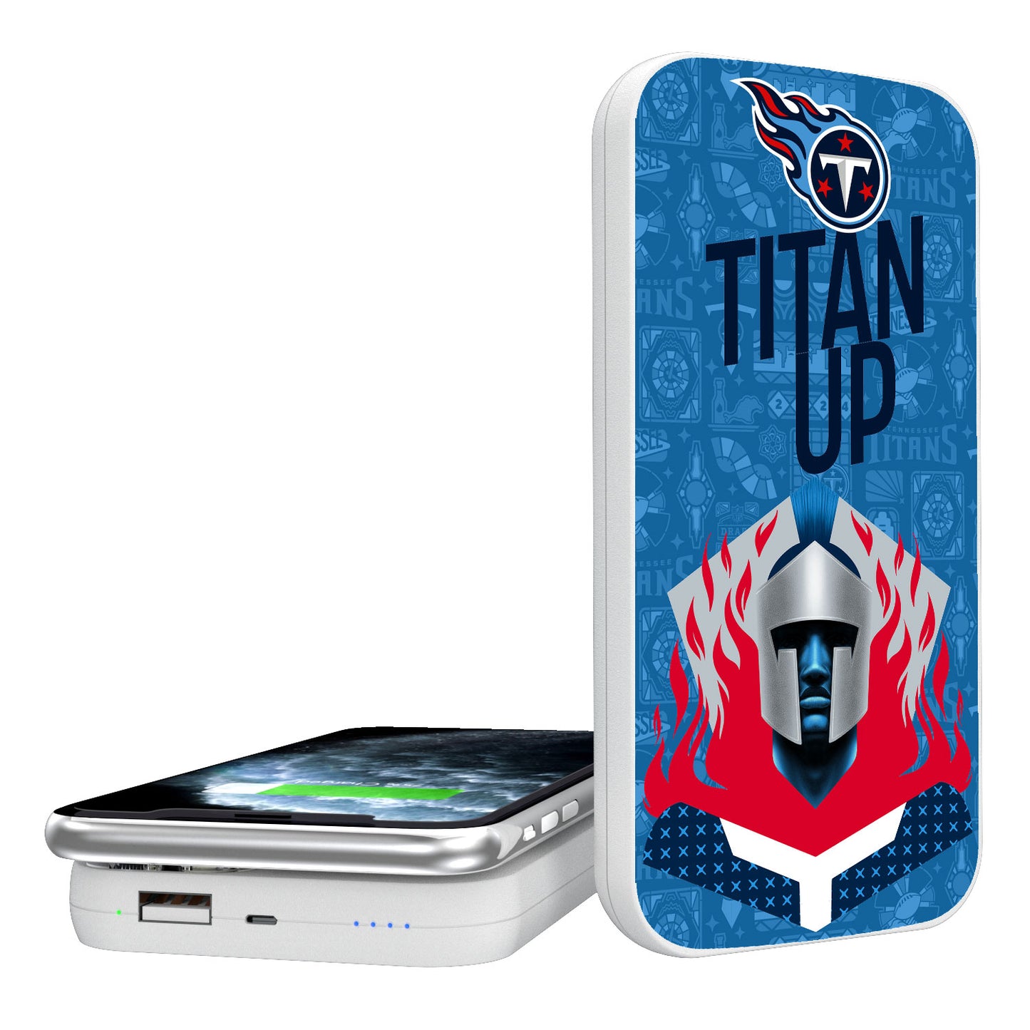 Keyscaper White Tennessee Titans 5000mAh Wireless Illustrated Power Bank