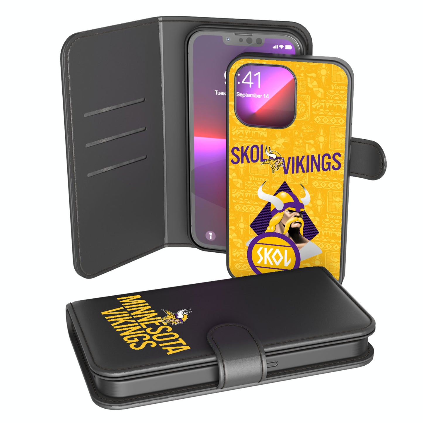 Keyscaper Black Minnesota Vikings iPhone Wallet Case