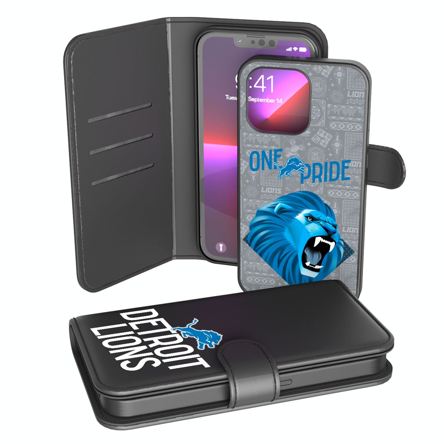 Keyscaper Black Detroit Lions iPhone Wallet Case