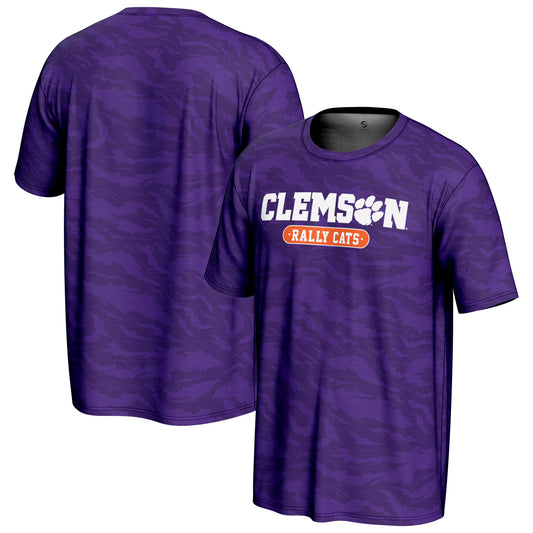 Youth GameDay Greats Purple Clemson Tigers Rally Cats Tiger Print T-Shirt