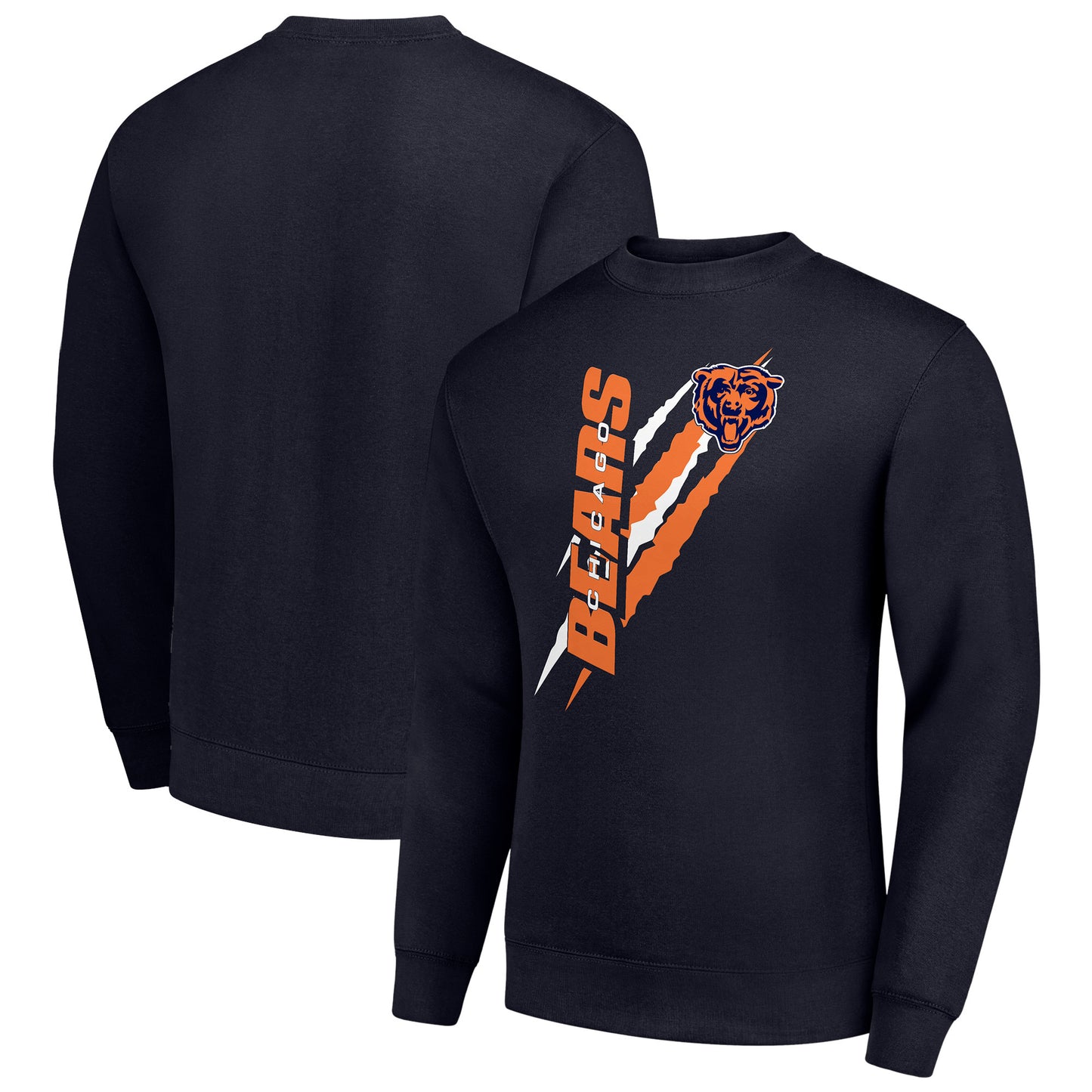 Men's Starter Navy Chicago Bears Color Scratch Team Graphic Fleece Pullover Sweatshirt