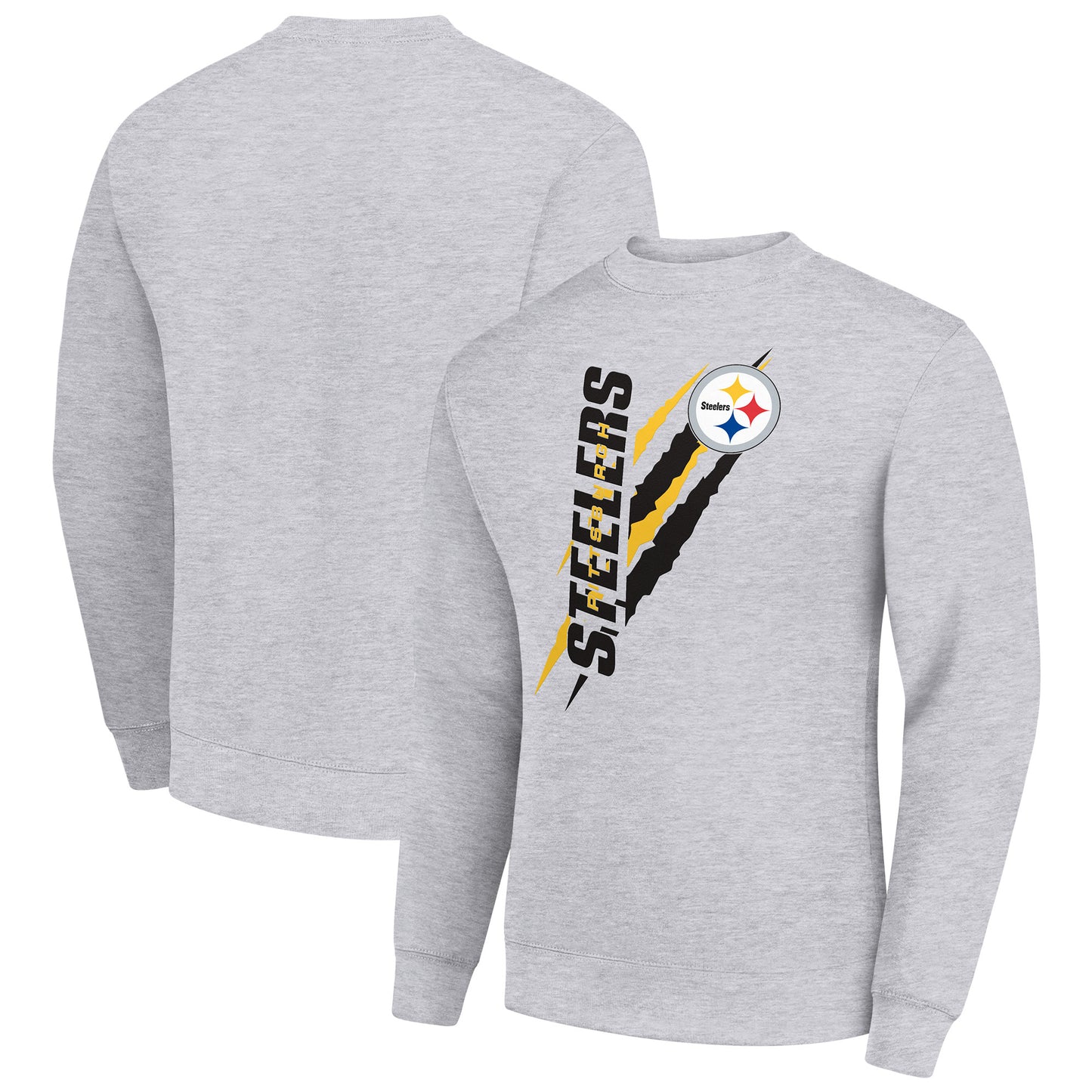 Men's Starter Heather Gray Pittsburgh Steelers Color Scratch Team Graphic Fleece Pullover Sweatshirt