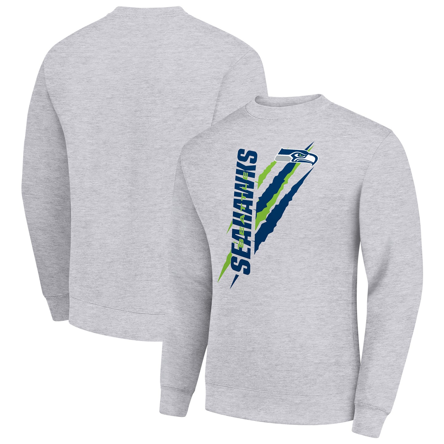 Men's Starter Heather Gray Seattle Seahawks Color Scratch Team Graphic Fleece Pullover Sweatshirt