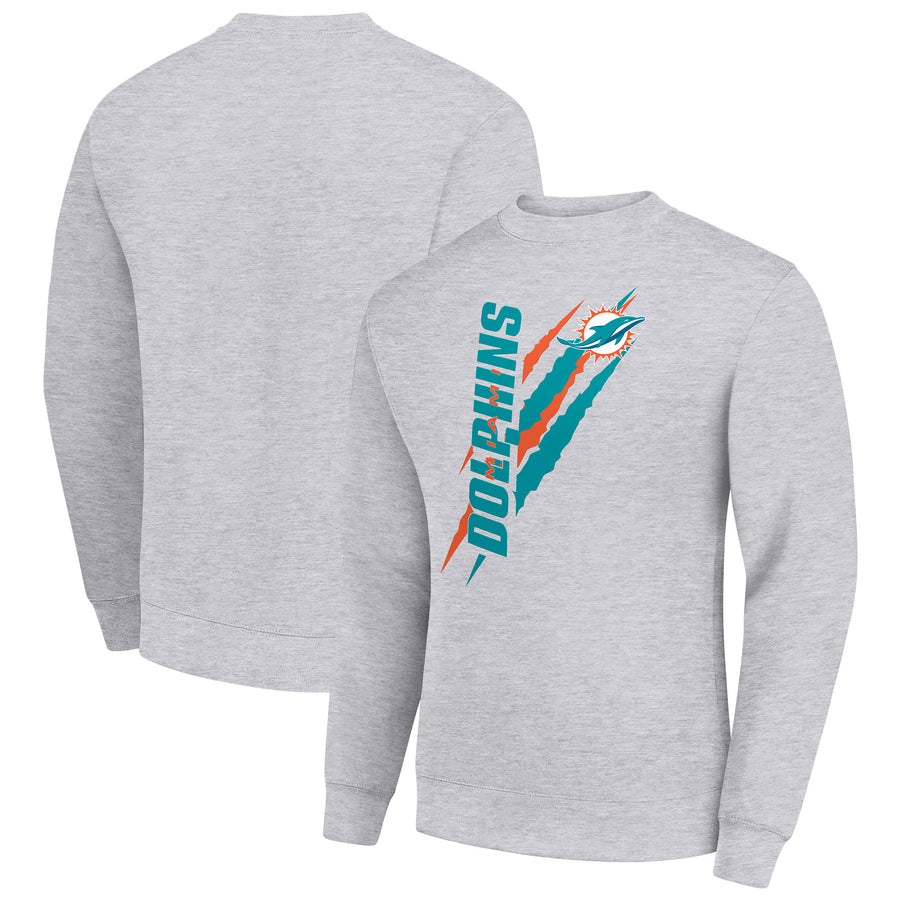 Men's Starter Heather Gray Miami Dolphins Color Scratch Team Graphic Fleece Pullover Sweatshirt