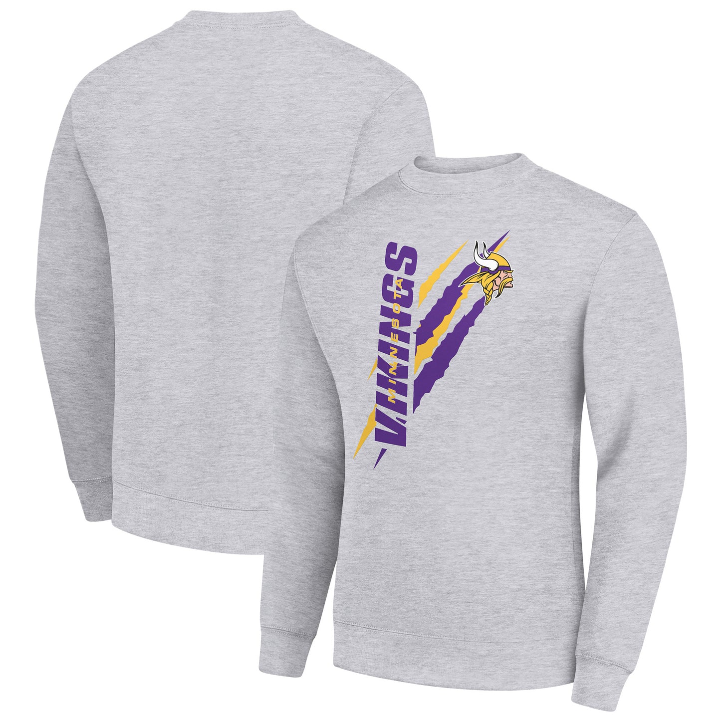 Men's Starter Heather Gray Minnesota Vikings Color Scratch Team Graphic Fleece Pullover Sweatshirt