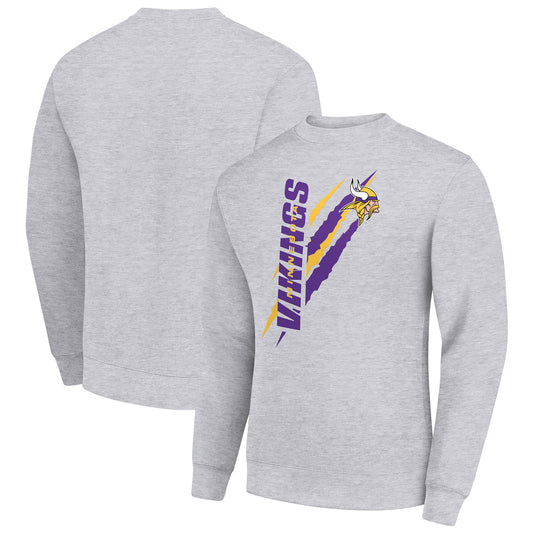 Men's Starter Heather Gray Minnesota Vikings Color Scratch Team Graphic Fleece Pullover Sweatshirt