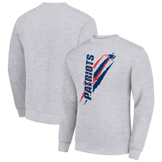 Men's Starter Heather Gray New England Patriots Color Scratch Team Graphic Fleece Pullover Sweatshirt