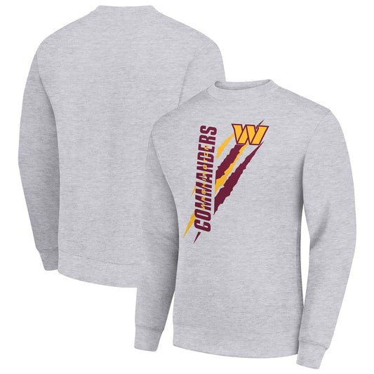 Men's Starter Heather Gray Washington Commanders Color Scratch Team Graphic Fleece Pullover Sweatshirt