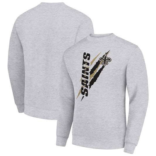 Men's Starter Heather Gray New Orleans Saints Color Scratch Team Graphic Fleece Pullover Sweatshirt