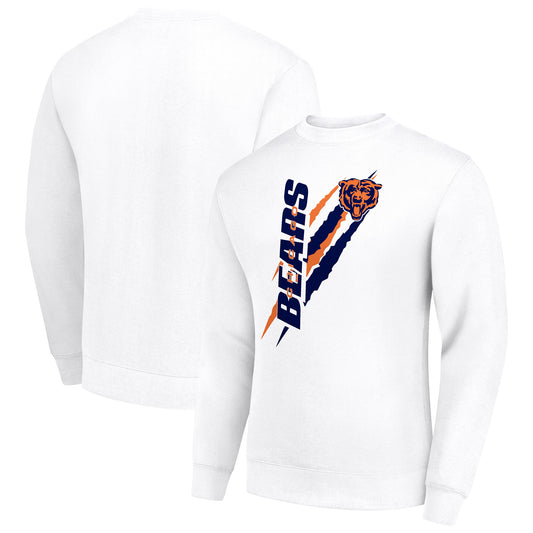 Men's Starter White Chicago Bears Color Scratch Team Graphic Fleece Pullover Sweatshirt