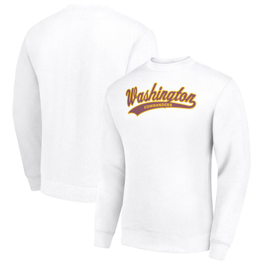 Men's Starter White Washington Commanders Tailsweep Team Graphic Tri-Blend Fleece Pullover Sweatshirt