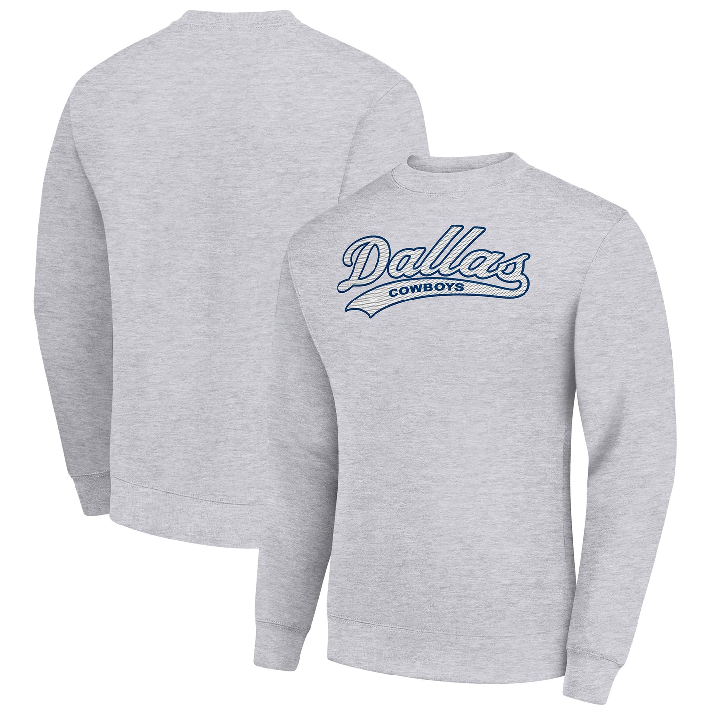 Men's Starter Heather Gray Dallas Cowboys Tailsweep Team Graphic Tri-Blend Fleece Pullover Sweatshirt