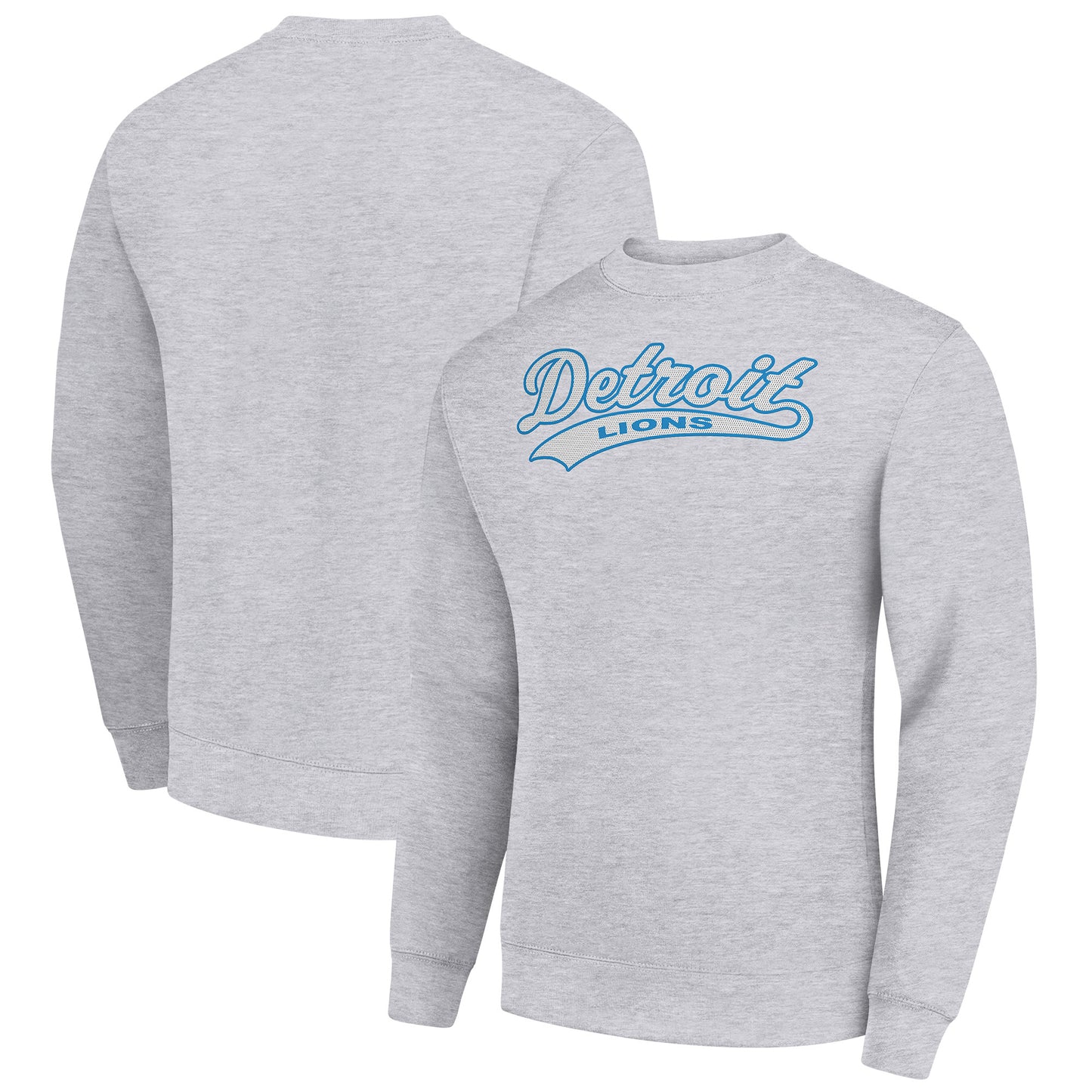 Men's Starter Heather Gray Detroit Lions Tailsweep Team Graphic Tri-Blend Fleece Pullover Sweatshirt