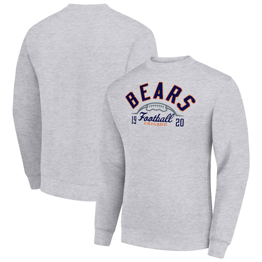 Men's Starter Heather Gray Chicago Bears Half Ball Team Graphic Tri-Blend Fleece Pullover Sweatshirt