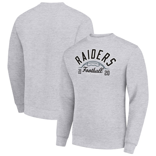 Men's Starter Heather Gray Las Vegas Raiders Half Ball Team Graphic Fleece Pullover Sweatshirt