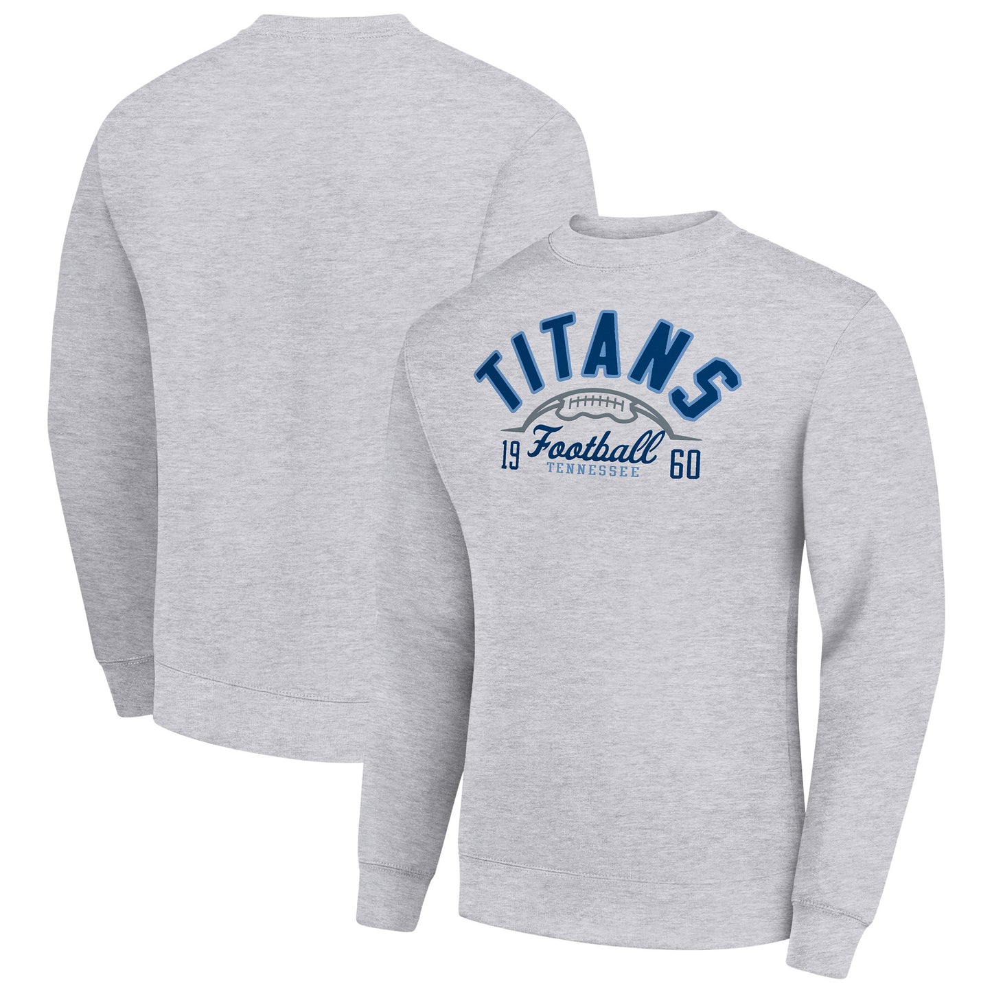 Men's Starter Heather Gray Tennessee Titans Half Ball Team Graphic Tri-Blend Fleece Pullover Sweatshirt