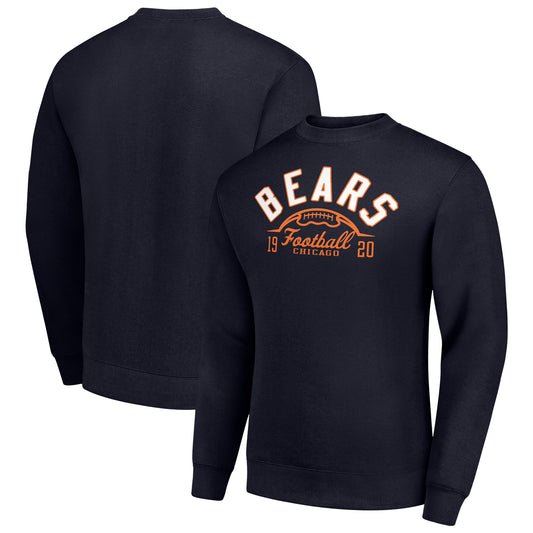 Men's Starter Navy Chicago Bears Half Ball Team Graphic Tri-Blend Fleece Pullover Sweatshirt