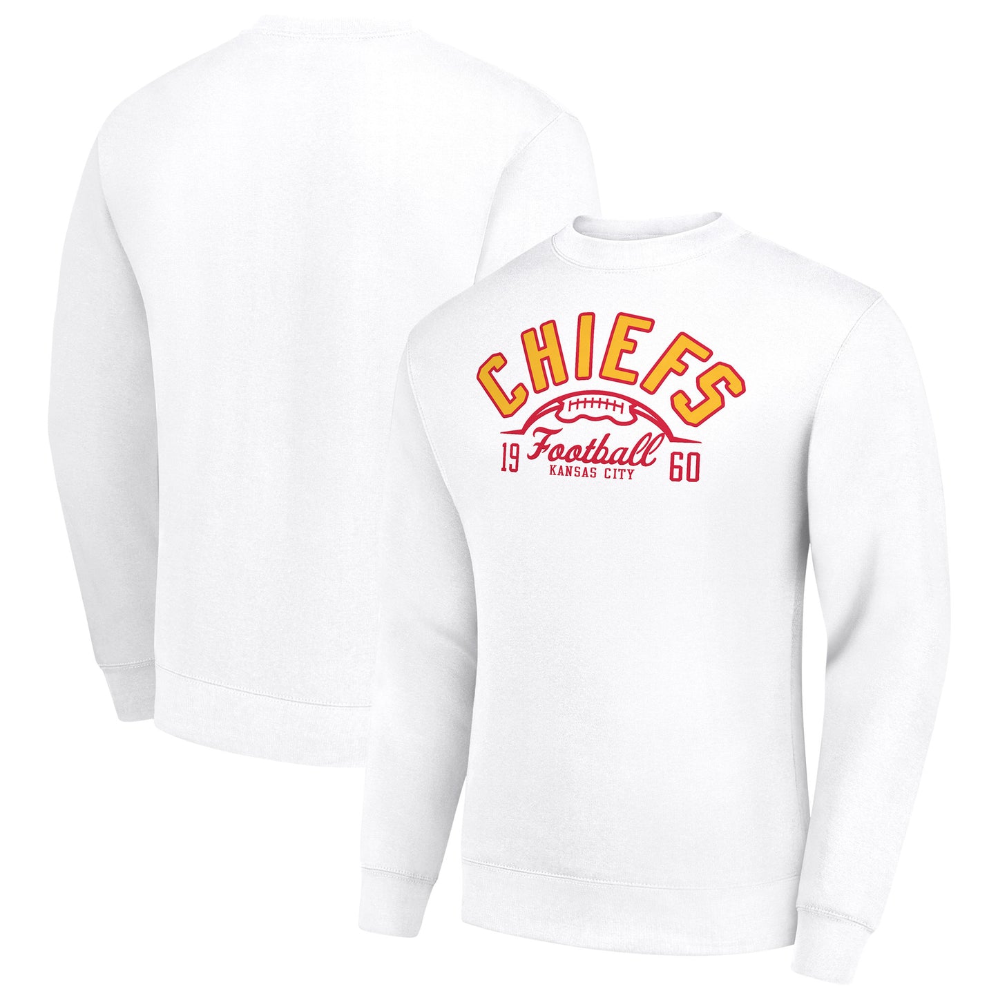 Men's Starter White Kansas City Chiefs Half Ball Team Graphic Tri-Blend Fleece Pullover Sweatshirt