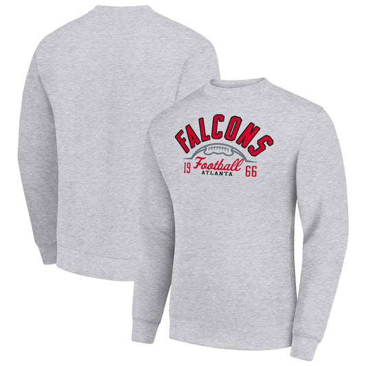 Men's Starter Heather Gray Atlanta Falcons Half Ball Team Graphic Tri-Blend Fleece Pullover Sweatshirt