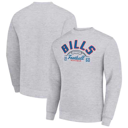 Men's Starter Heather Gray Buffalo Bills Half Ball Team Graphic Tri-Blend Fleece Pullover Sweatshirt